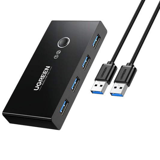 Ugreen USB 3.0 4-Port Switch With 2 Pack USB Male Cable